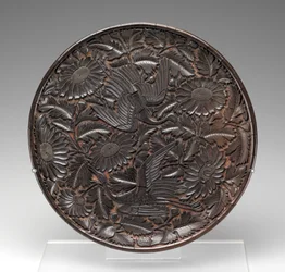 Dienblad met ontwerp van kraanvogels en chrysanten